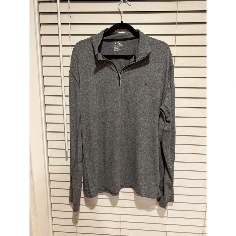 Rare Polo‎ Ralph Lauren Performance Gray Team USA Long Sleeve 1/4 Zip Mens XL